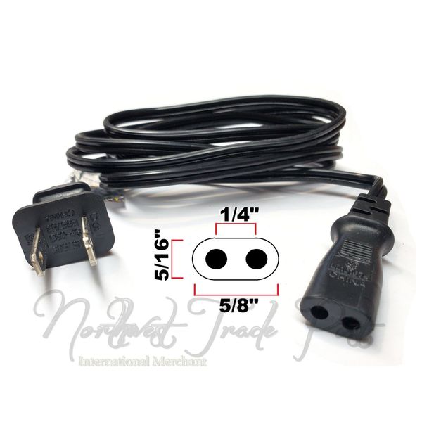 2-Pin Oval Power Cord for Technics Turntable Record Player Model SL-B350 SL-10 +
