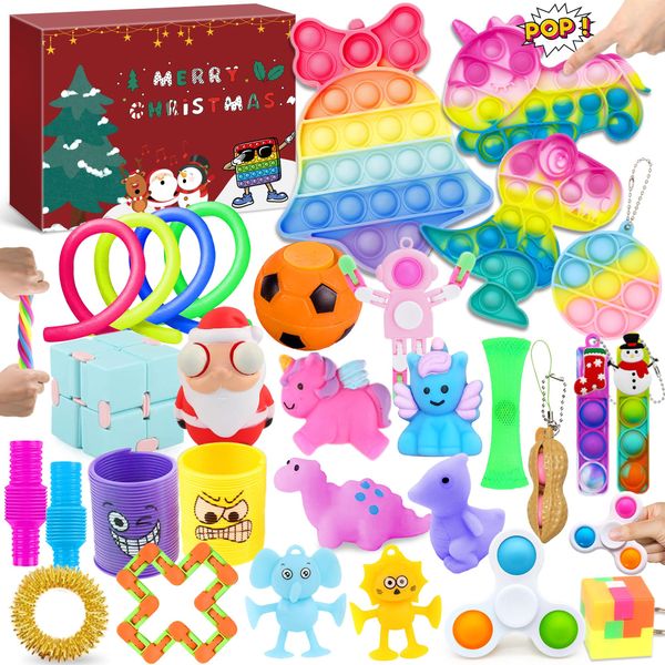 Lubibi Fidget Toy Advent Calendars 2024, 30 Pcs Sensory Fidget Toys Pack, Stress Anxiety Relief Set, 24 Days Christmas Countdown Calendar For Children, Countdown Toys Gifts For Boys Girls 6 7 8 9 10