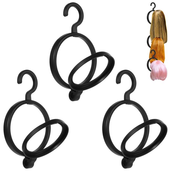 BOXOB 3pcs Wig Head Stands, Portable Wig Hanger Holder Hanging Wig Storage Rack for Multiple Wigs Drying Display And Keep In Perfect Shape Wig Accessories