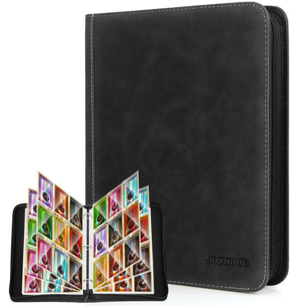 JoyHood Card Binder for Trading Card, Card Collection Binder with 9 Pocket - Hold Up to 900 Cards, Card Album Holder compatible with TCG/PM/MTG/OPCG/YGO Card (Black, 9 Pockets)