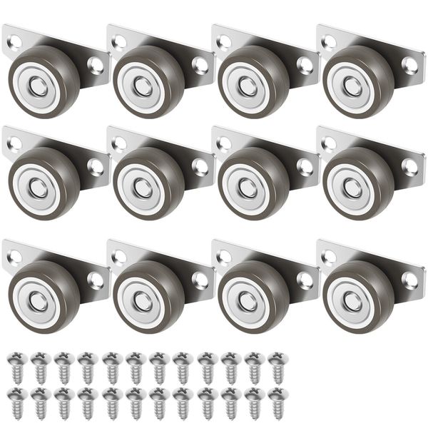 12 Pcs 1.25inch Small Side Mount Caster Wheels Silent Side Mount Casters