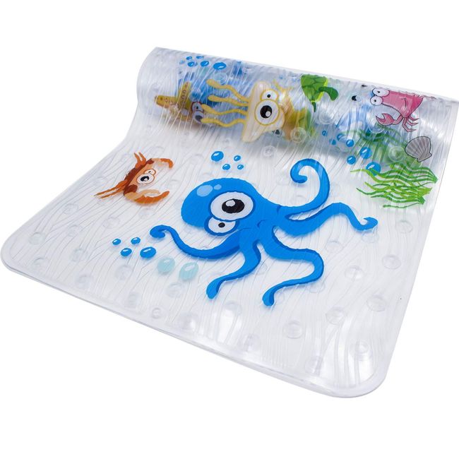 BEEHOMEE Bath Mats for Tub Kids - Large Cartoon Non-Slip Bathroom Bathtub  Kid Mat for Baby Toddler Anti-Slip Shower Mats for Floor 35x15,Machine  Washable XL Size Bathroom Mats (Blue-Octopus) 