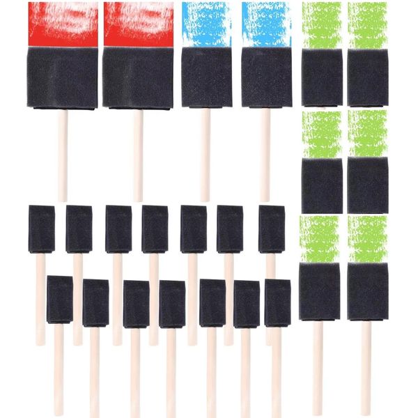 Foam Paint Brushes, Sponge Brushes, Sponge Paint Brush, Foam Brushes, Foam Brushes for Painting, Foam Brushes for Staining Paint Sponges Foam Brush (24pcs, Mixed Set Black（1inch 2 inch 3 inch 4 inch）)