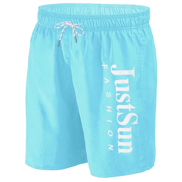 JustSun Badehose Herren Badeshorts Herren Lang Schnelltrocknend Männer Schwimmhose Boardshorts Strandshorts Herren Hellblau XL