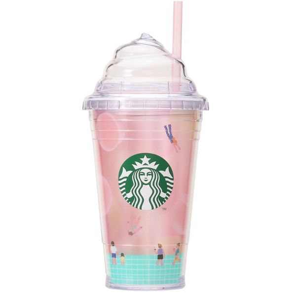 STARBUCKS Starbucks Whip Lid Cold Cup Tumbler, Peach Full Paradise, 168.7 ft (473 m), L, Straw, Whipped Cream, Slide, Pink, Peach, Thigh, Lid, Fresh Cream, Cup, Ceramic, Gift, Brand, Cute