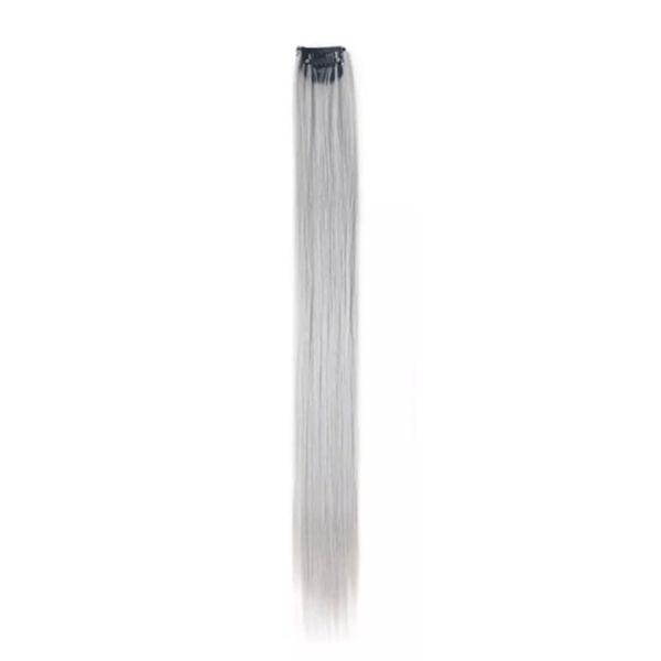 One Piece Clip In Hair Extension Highlights Streaks 25g - 40g (1, Silver Grey)