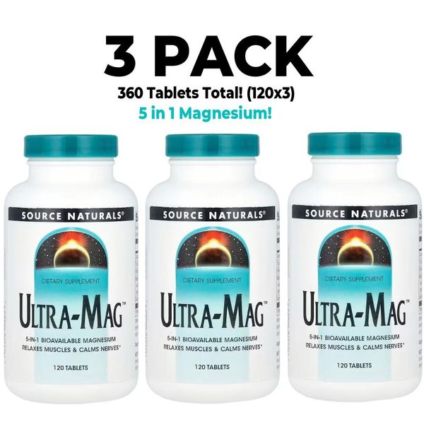 Source Naturals, Ultra-Mag, 3 PACK, 120 Tablets each (360 total!), Magnesium