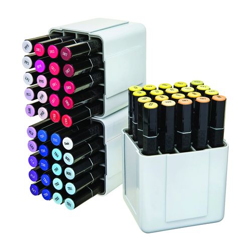 Deflecto Interlocking Marker Organizer, Desk and Craft Organizer, Stores up to 20 Markers, White, 4 1/4"W x 4"H x 4 3/8"D (29123CR)