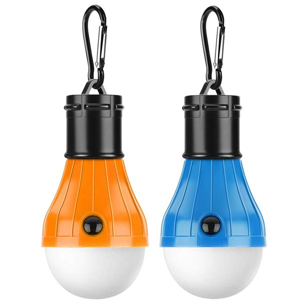 Hongtellor Camping Lights, Tent Lights with Carabiner Clips- 2Pcs Waterproof Tent LED Light Portable Camping Emergency Light Lamp Lantern for Camping, Hiking, Fishing