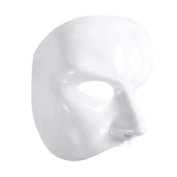 CENFPOLA Mens Mask Masquerade Mask Phantom of The Opera Half Face Mask Vintage Design (White)