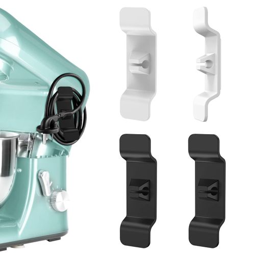 Cord Organizer for Appliances, 4 Pack Tidy Cord Wrapper for Home Appliances, Kitchen Appliance Cord Winder for Stand Mixer, Air Fryer, Coffee Maker, Toaster, Blender （2 Pcs White+2 Pcs Black)