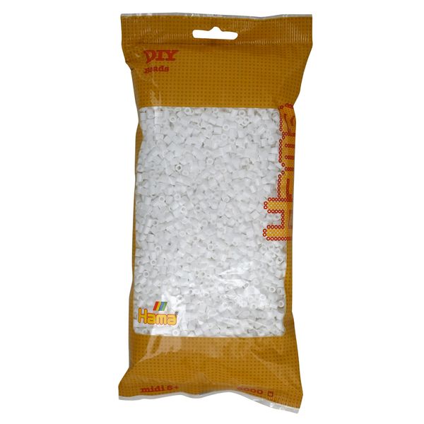 Hama White Midi Beads, 6000 pieces