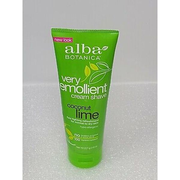 Alba Botanica Natural Very Emollient Shaving Cream Shave Coconut Lime 8 oz