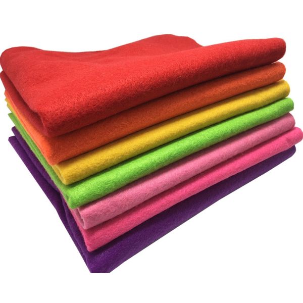 7 Pieces Craft Felt Non-woven Fabric Soft Type DIY Craft Fabric 17.7 x 17.7 inches (45 x 45 cm) 0.06 inch (1.4 mm) Thickness Acrylic Fiber Patchwork (Summer)