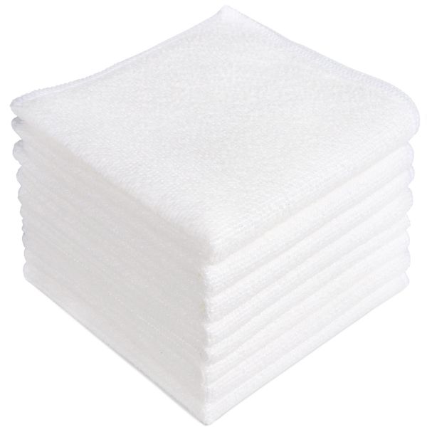 AIDEA Microfiber Cleaning Cloths White-8PK, Strong Water Absorption, Lint-Free, Scratch-Free, Streak-Free, Dish Towels White (11.5in.x11.5in.)