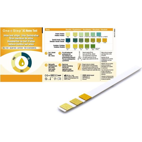 One Step: 6 x Kidney Function Test Kits, Creatinine, Protein and Specific Gravity Urine Strips