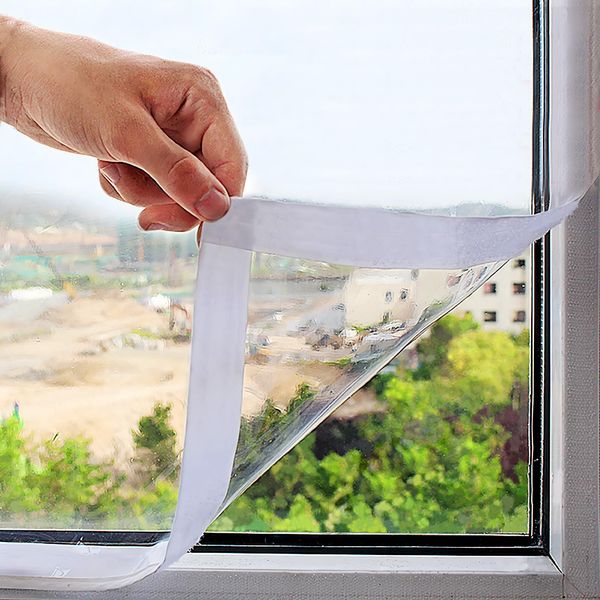 Mellroom Window Insulation Kits 120cmX160cm Keep Cold or Heat Out,Adjustable Clear 180㎛ Thickness Reusable Window wrap fits Smaller Windows