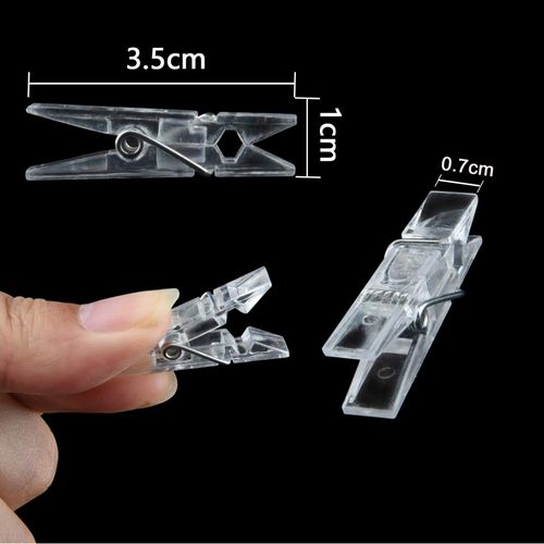 128 Pieces Photo Clips Mini Transparent Plastic Clear Clips, Clothespins Binder Clips for Hanging String Fairy Lights Picture, Polaroid Clips as Gifts for Family Friend Birthday
