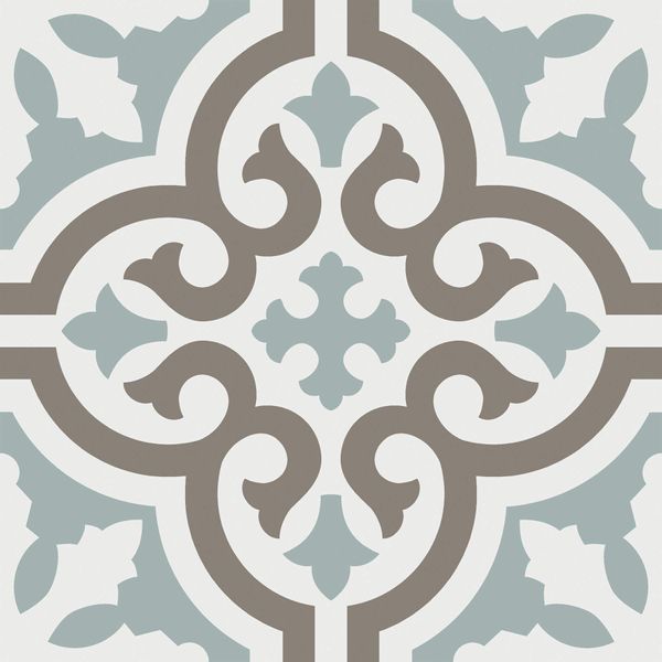 8x8 Cannes Beachside Encaustic Pattern Aqua Stoneware Porcelain (Per Piece Listing)
