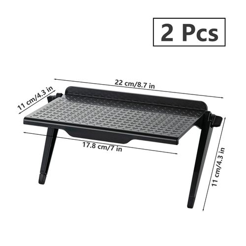 JJQHYC 2 TV Top Shelf Monitor Shelf Screen Top Shelf Adjustable Computer Top Shelf Black Monitore Stand for Streaming Devices, Router, Media Boxes