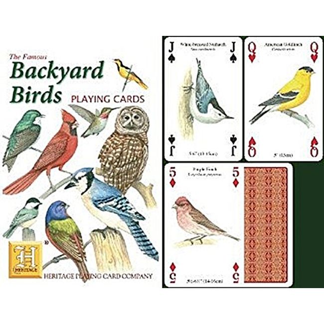 Backyard Birds Standard Poker Playing Card Deck featuring all of yoru favorite garden birds from Cardinal, to Owl and many more