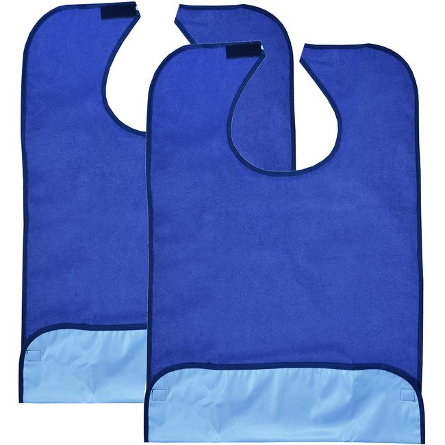 2 Pack Adult Bibs - Reusable and Washable Cotton Terry Cloth Aprons for Elderly, Seniors and Disabled