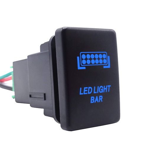 LED Light Bar Push Button Switch with Connector Wire Blue Backlit On/Off Kit Compatible with Toyota Tundra Tacoma 4Runner
