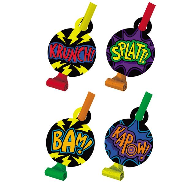 Creative Converting Superhero Party Blowers (8-Pack)