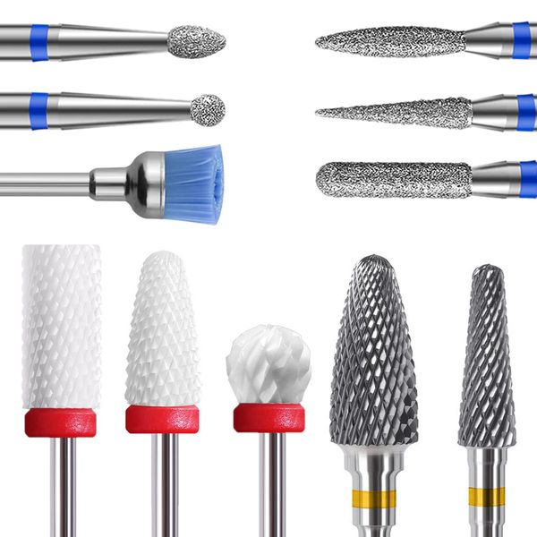 Punte Fresa Unghie，Homeet 11 pezzi Punta da Trapano per Unghie Manicure Kit di Trapano per Unghie Elettrico Ceramica y Acciaio al Tungsteno Lima per Unghie Trapani per Pedicure Punte per Unghie