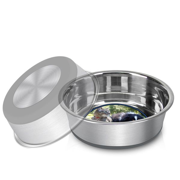 EPESTOEC Stainless Steel Anti-Slip Dog Bowls,Non-Slip Stainless Steel Pet Bowl with Foot Mat - Perfect for Mess-Free Mealtime,Quiet Pet Bowls for Cats and Dogs, Dry and Wet Foods,(8.66 inches, 1PCS)