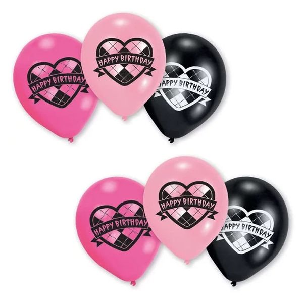 Schule Geburtstag Ballons 23 cm schwarz/pink 6 Stück