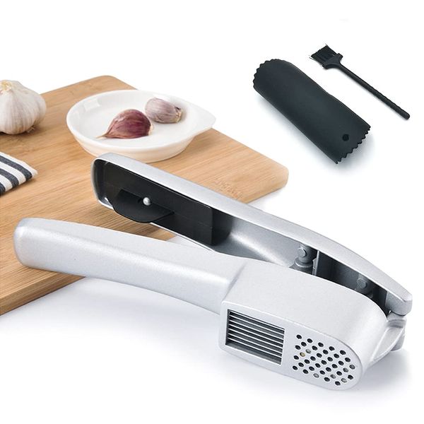 CMD Garlic Press Garlic Crusher Garlic Squeezer Garlic Twister Garlic Crusher Chopper Garlic Crusher Multi-functional Stainless Steel Garlic Press Garlic Crusher Manual Ginger Shredder with Brush and