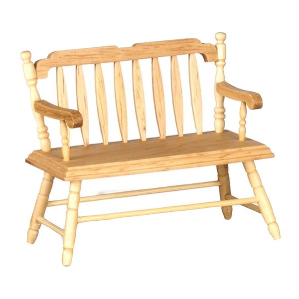 Dollhouse Miniature Oak Deacons Bench