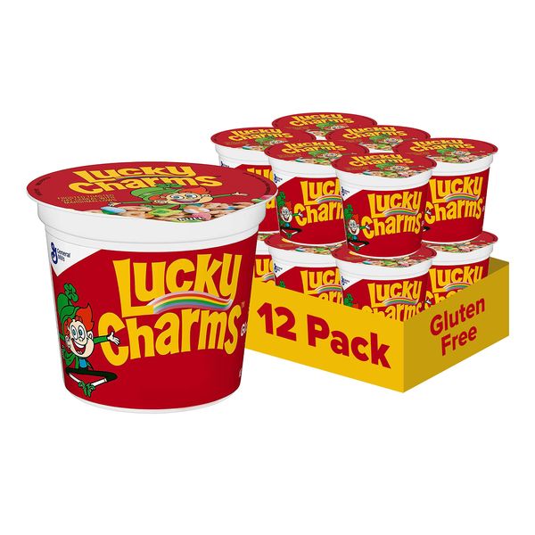 Lucky Charms Gluten Free Cereal with Marshmallows, 1.7 OZ Single Serve Cereal Cup (Pack of 12)