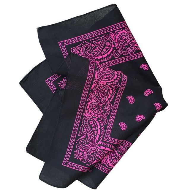 Black and Pink Paisley Bandana Headband Head wear Biker Neck Wrist Mask