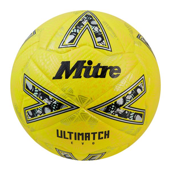 Mitre Ultimatch Football, Enhanced Control, Extra Durability, Added Accuracy, Ball, Fluo Yellow/Floodlight Yellow/Gritty Gold, 5