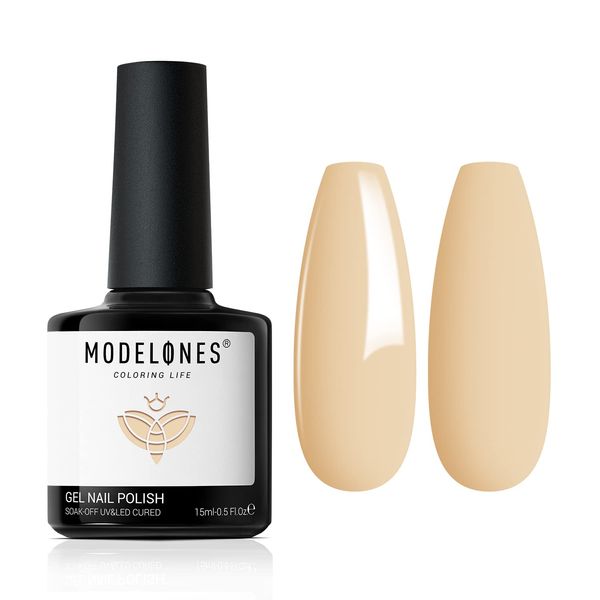 Modelones Nude Gel Polish, 1 Pcs 15ml Beige Cream Color Gel Nail Polish Soak Off LED Long Lasting French Manicure Essential Gel Nail Varnish Salon Design DIY at Home Gifts for Women