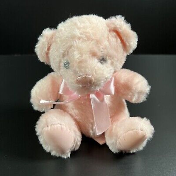 FIRST & MAIN TEDDY BEAR PINK PASTEL PAL NO 2372 PLUSH TOY STUFFED ANIMAL RATTLE