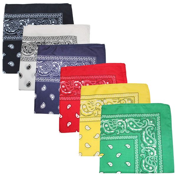 Pack of 6 X-Large Paisley Cotton Printed Bandana - 27 x 27 inches (Mix)