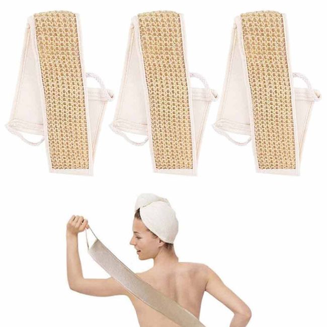 3 Pack Body Exfoliating Loofah Back Scrubber Natural Shower Bath Deep Clean Skin