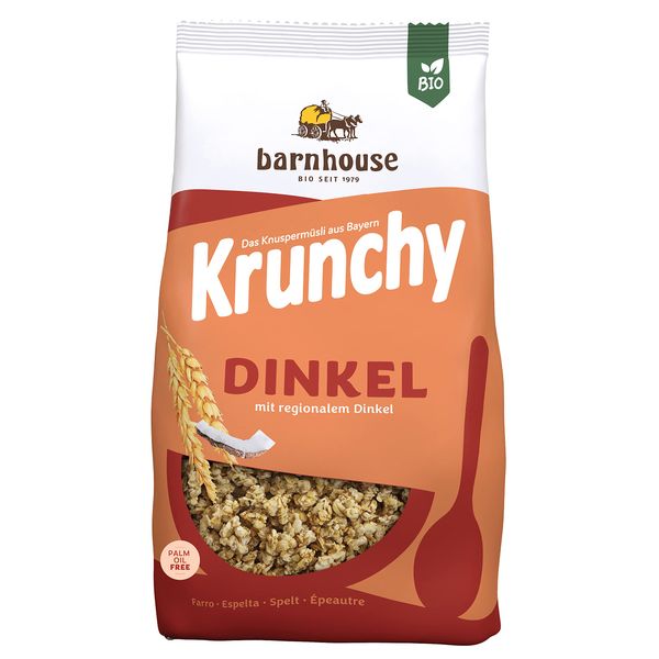 Barnhouse Krunchy Dinkel, Bio Dinkel-Knuspermüsli aus Bayern, mit köstlichem Kokos, 1 x 1250 g