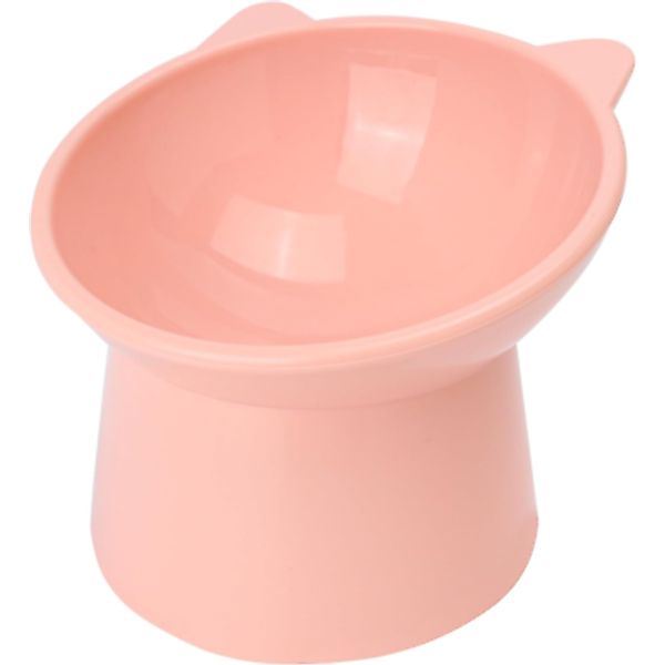 Pink Cat Food Bowl Elevated Tilted Raised Slanted Stand Dish for Neck Protection