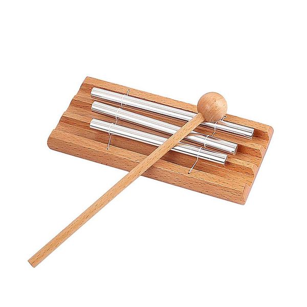 Alnicov Chime Gong Glockenspiel Chime Stick Drum Percussion Instrumente mit drei Tönen,inklusive Holzhammer für Yoga,Meditation,Früherziehung Musical