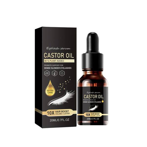 Castor Oil Eyelash Serum, Castor Oil for Eyelashes and Eyebrows, Brow and Lash Growth Serum, Advanced Formula for Longer Fuller and Thicker