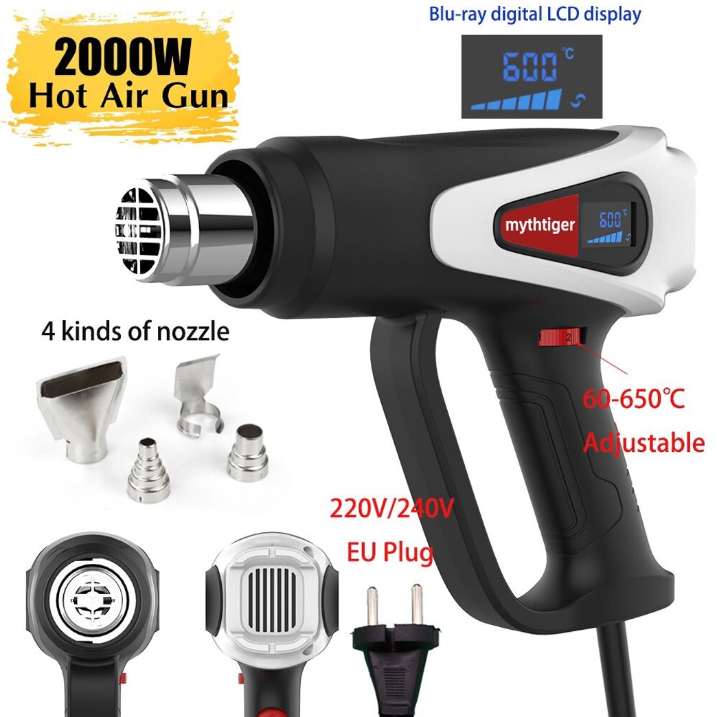 2000W hot air gun KIT set LCD Display Temperature and wind speed