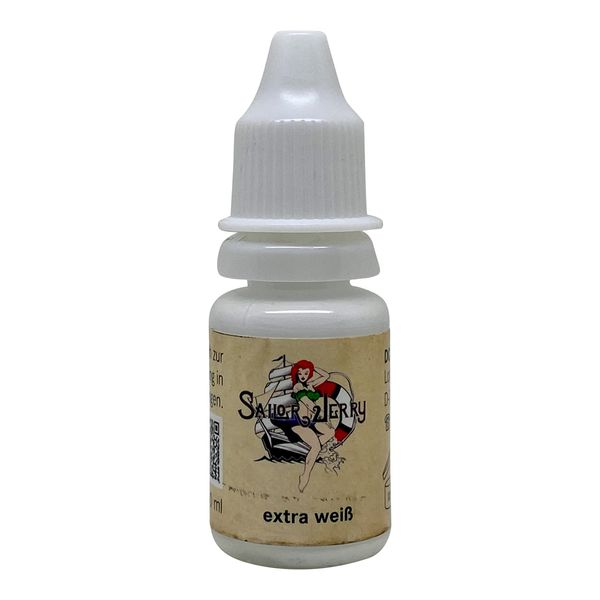 REACH-konforme Sailor Jerry Tattoofarbe Extra Weiss 10 ml. Deutsche Tattootinte, Made in GERMANY und mit Zertifikat, Tätowierfarbe, Tattoo Ink, Vertrieb durch HAN-SEN GmbH