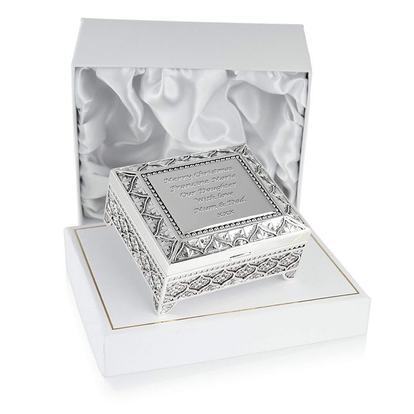 De Walden Daughter Engraved Silver Plated Trinket Box with Presentation Box