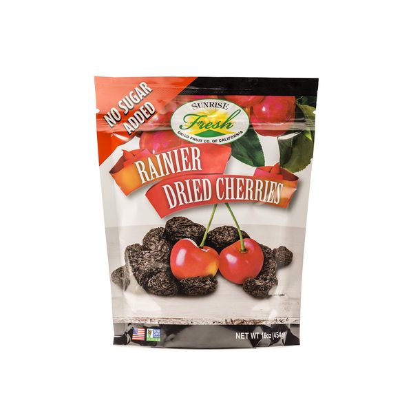 Sunrise Fresh Dried Fruit - Dried Rainer Cherries - All-Natural, Unsweetened, No Added Sugar, Resealable Snack, 16oz Bag