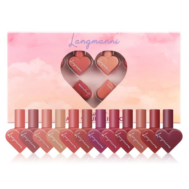 12 Colors Sweet Heart Velvet Matte Liquid Long-Lasting Lipstick Set