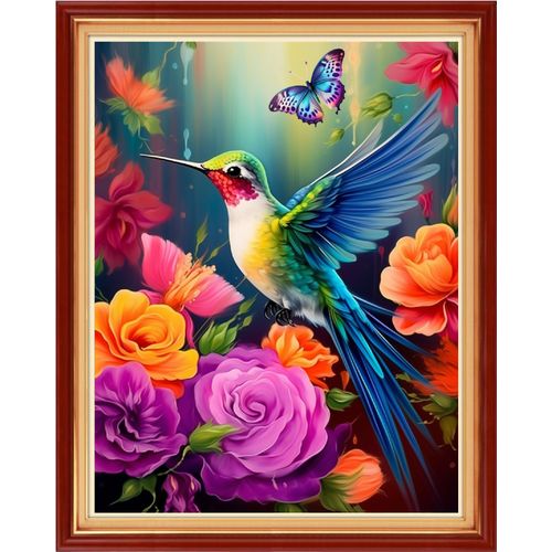 Funxvoot Stamped Cross Stitch Kits Beginners Full Range of Embroidery Kits for Adults 11CT Embroidery Patterns Needlepoint Kits Printed Cross Stitch Kits-Hummingbird Flowers 16x20 inch